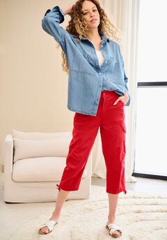 Stretch Mid-rise Cargo Capris