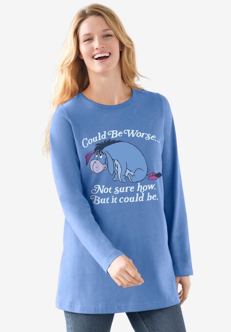 Disney Women's Long Sleeve Crew Tee Eeyore Could be Worse, FRENCH BLUE EEYORE, hi-res image number null
