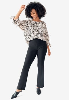 Stretch Bootcut Pants With Side Zip