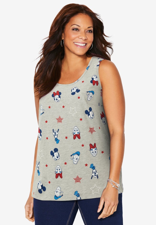 Red, White & Blue Allover Print Mickey Tank, GREY MICKEY FRIENDS, hi-res image number null