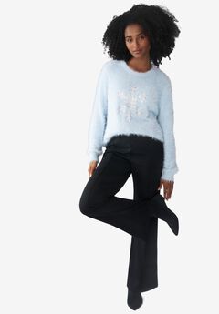 Front-Seam Wide Leg Knit Pant