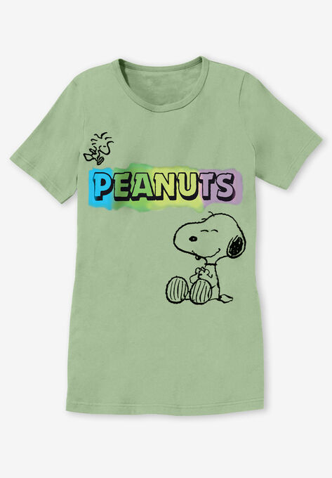 Peanuts Short Sleeve Crew Tee Sage Snoopy Woodstock, , alternate image number null