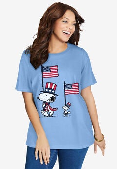 Peanuts Blue Snoopy Woodstock Crewneck Tee