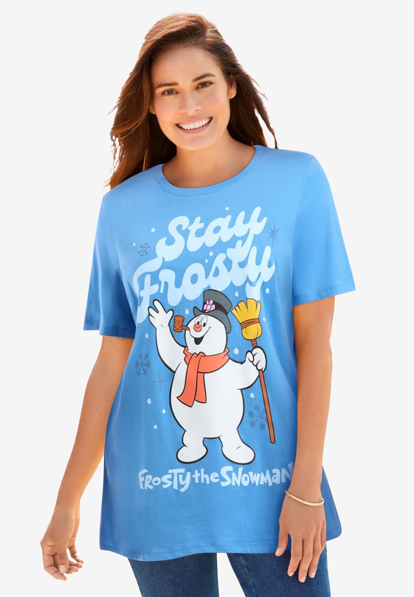Disney Blue Frosty The Snowman Tee, BLUE FROSTY SNOWMAN, hi-res image number 0
