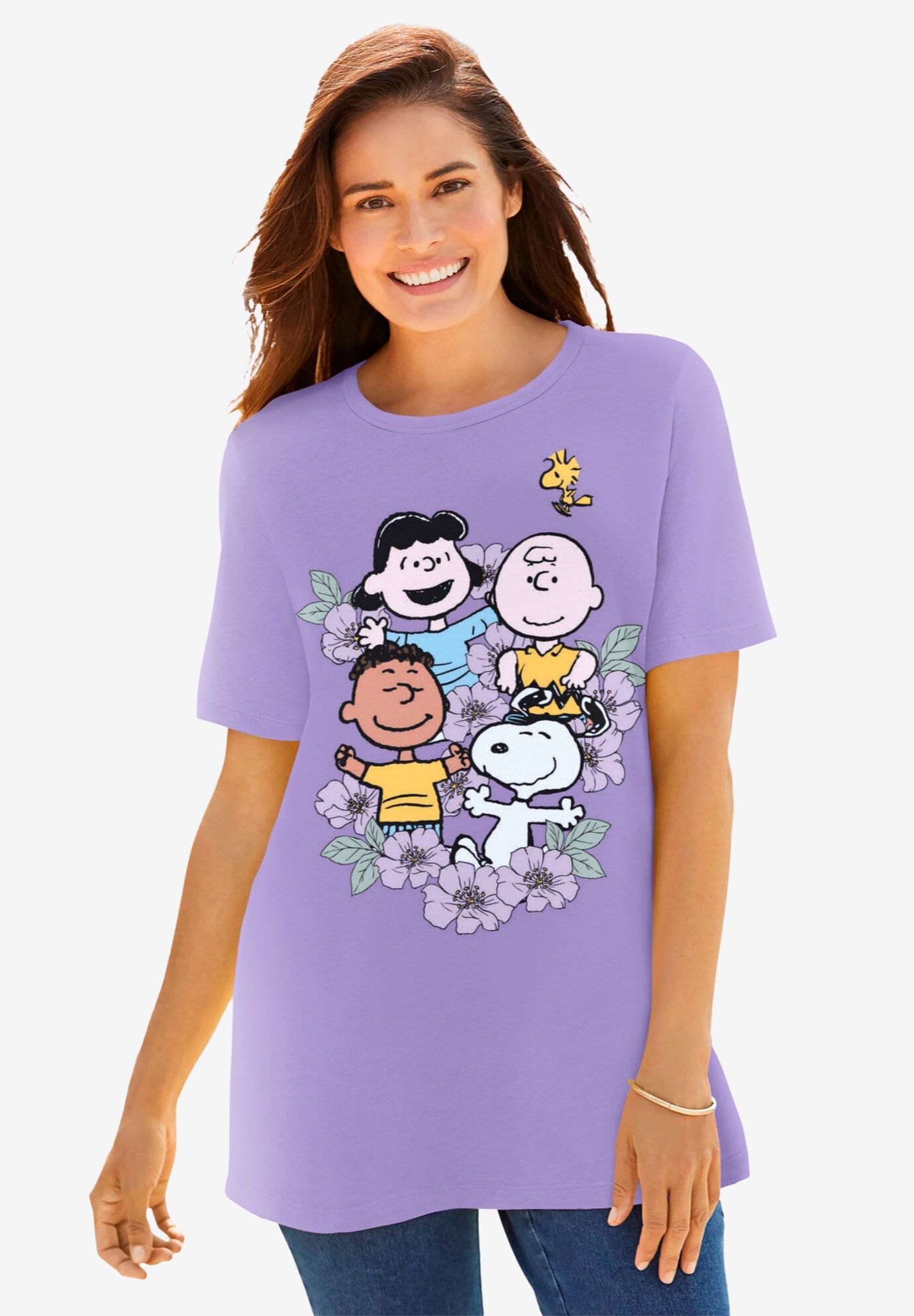 Purple Peanuts Friends Crewneck Tee, PURPLE PEANUTS FRIENDS, hi-res image number 0