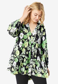 Tiered Tunic With Notch V-Neck