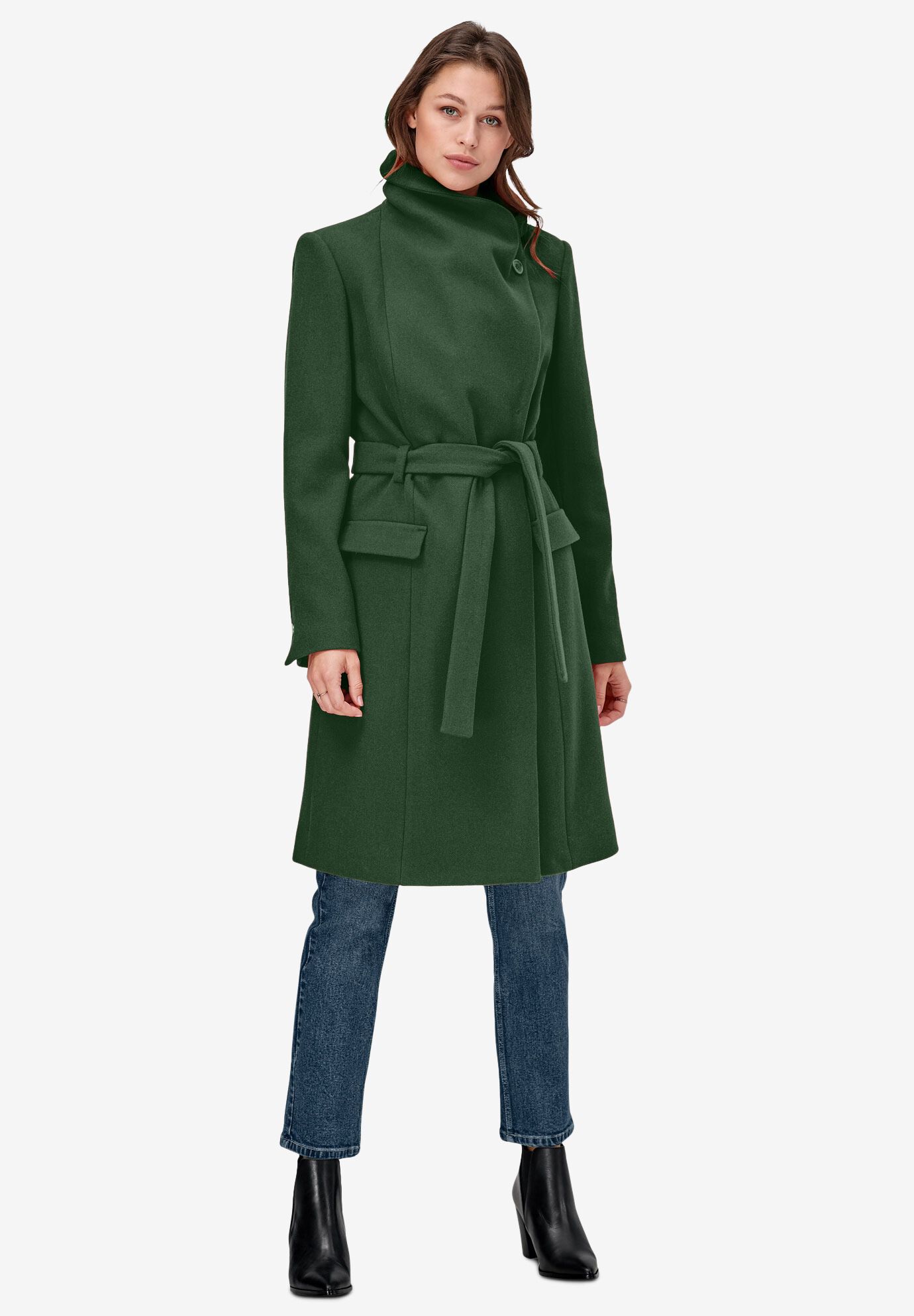 plus size green wool coat