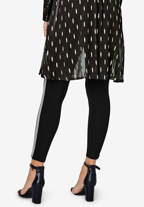 Glitter Side Stripe Ponte Leggings, , on-hover image number null