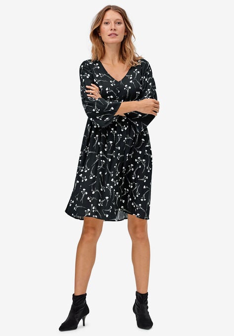 Bell Sleeve Empire Waist Dress By Ellos Plus Size Casual Dresses