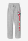 Disney Women's Fleece Navy Sweatpants Xmas Heather Grey Mickey Minnie, , alternate image number null