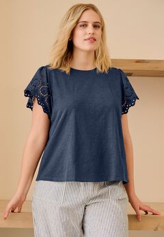Eyelet Cap Sleeve Tee