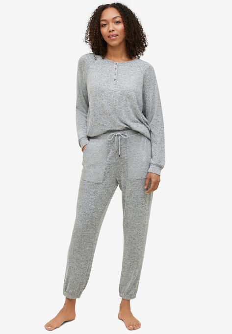 Marled Henley Lounge Top, MARLED GREY, hi-res image number null