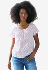 Ballet Neck Eyelet Blouse, ANTIQUE PINK, hi-res image number null