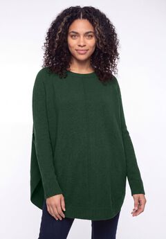Scoopneck Long Sleeve Pullover Poncho Sweater