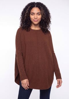 Scoopneck Long Sleeve Pullover Poncho Sweater