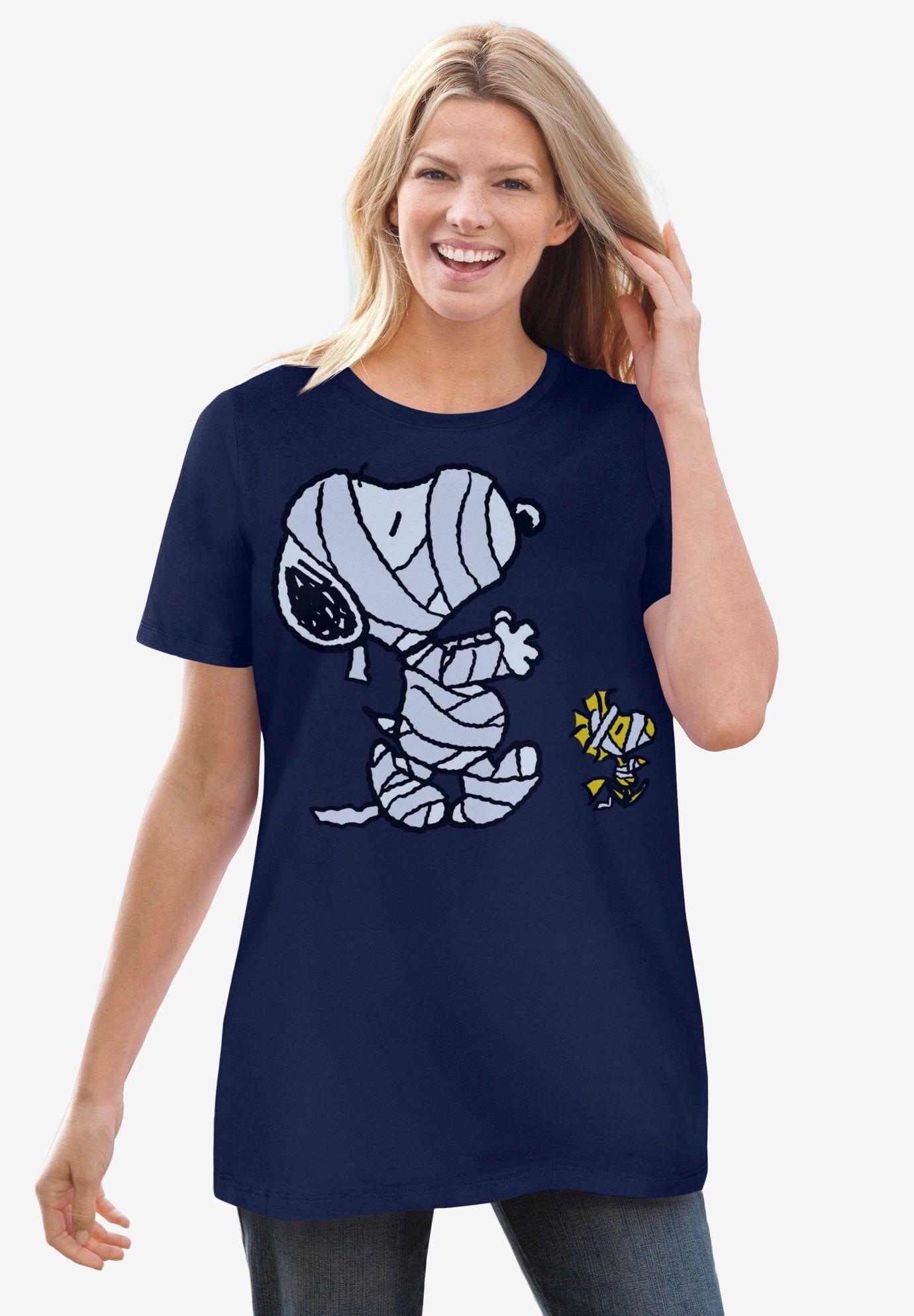 Peanuts Navy Snoopy Mummy Tee, NAVY SNOOPY MUMMY, hi-res image number 0