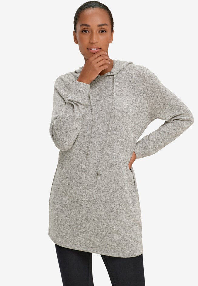 Marled Knit Hooded Lounge Tunic, MARLED GREY, hi-res image number 0