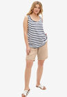 Linen Blend Drawstring Bermuda Shorts, NEW KHAKI, hi-res image number null