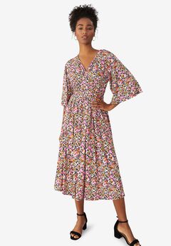 Surplice Tie Back Midi Dress