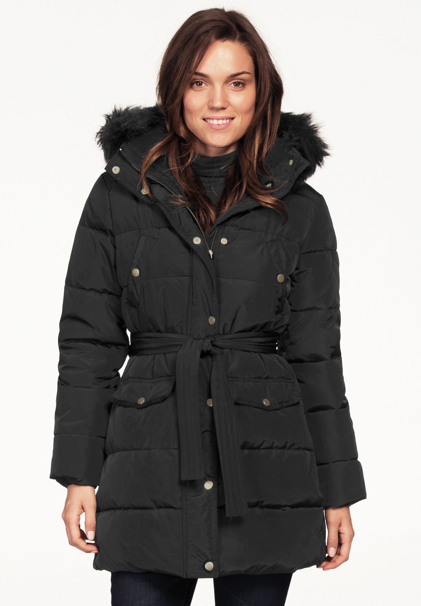 トップス L'Appartement Americana Side Zip Parka Winter Side-Snap Parka - Zip-Front A-Line Style, Navy | Woman Within