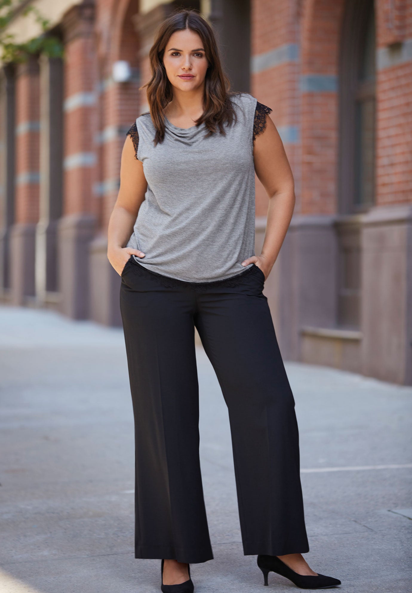 Woman within wide leg pants cheap