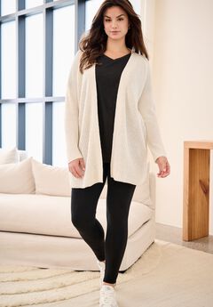 Open Front Waffle Cardigan