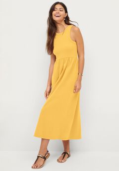 Ribbed Bodice Knit Empire Midi Dress