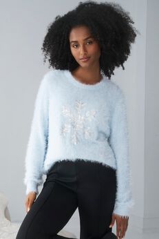 Embellished Eyelash Pullover Sweater