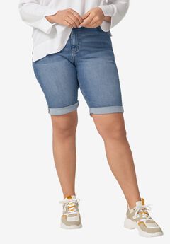 Plus Size Soft Denim Shorts