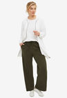 Wide Leg French Terry Sweatpant, DEEP OLIVE, hi-res image number null