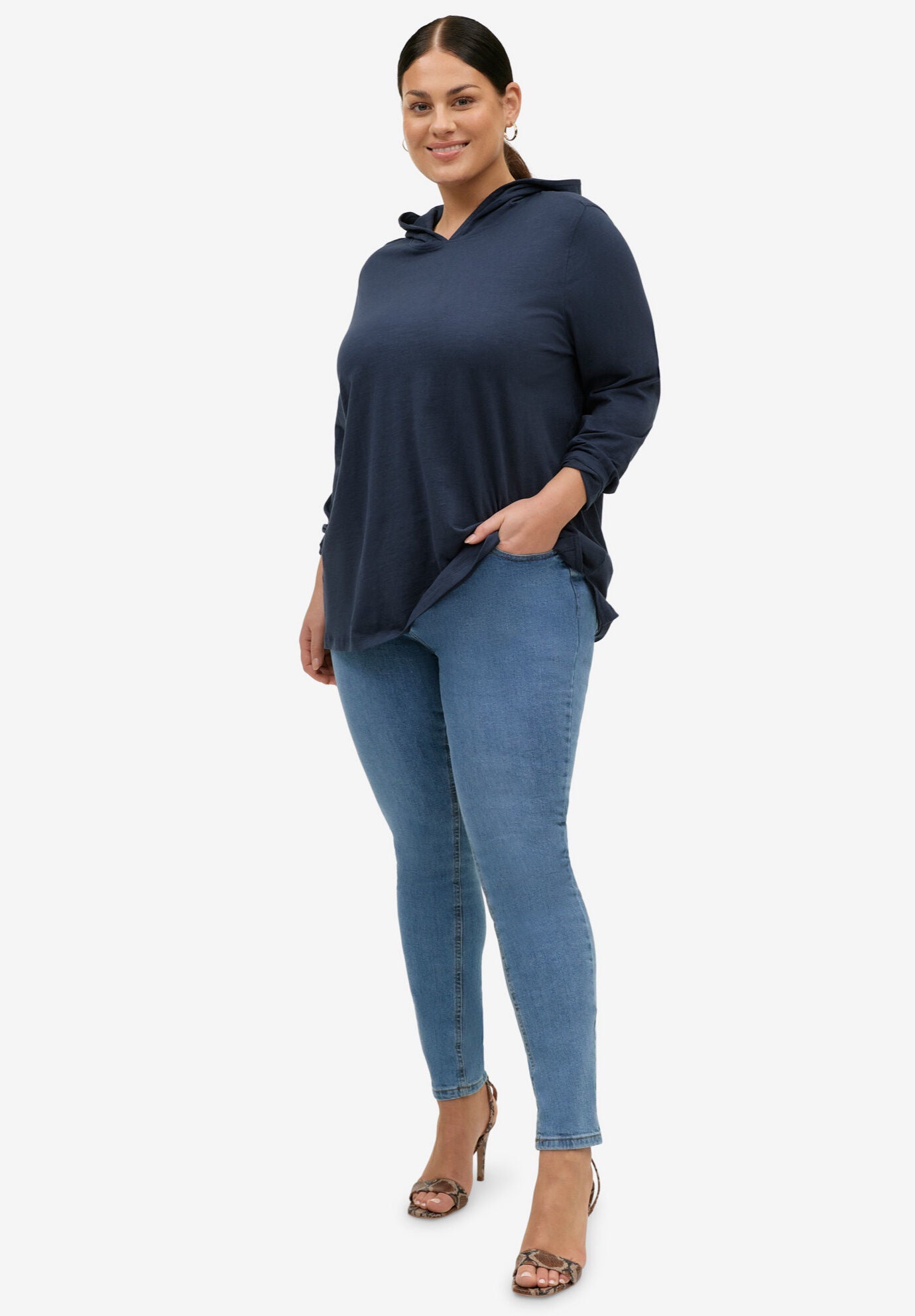 Long Sleeve Hooded Tee, NAVY, hi-res image number 0