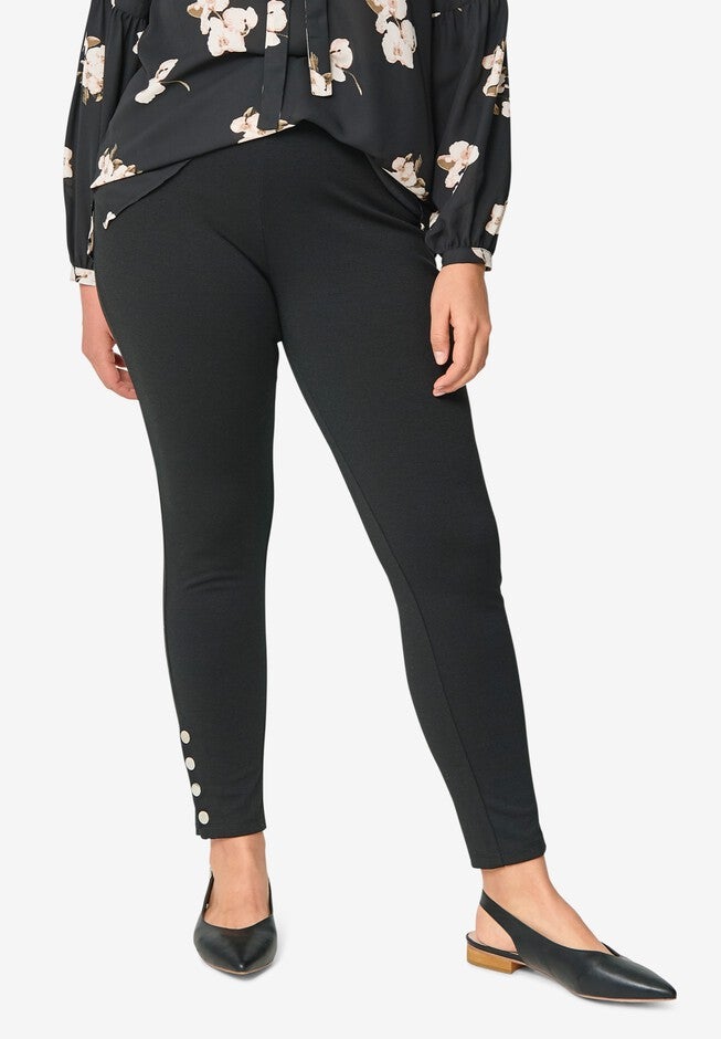Snap-Hem Ponte Leggings, , alternate image number 3