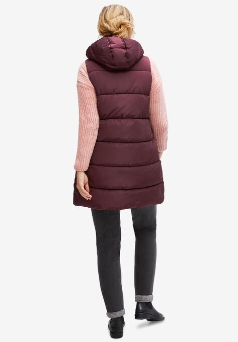 Long Hooded Puffer Vest, , on-hover image number null
