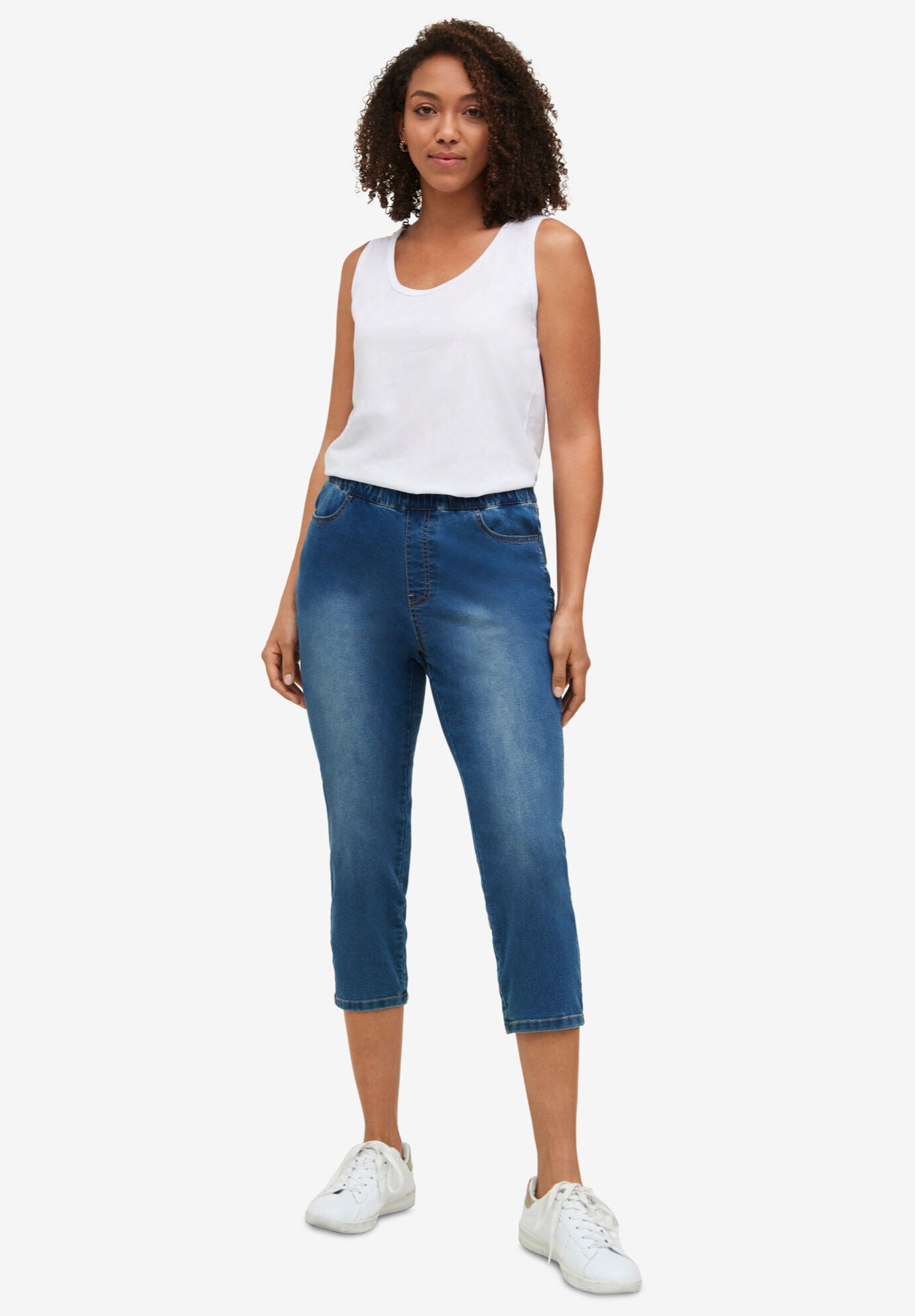 woman within denim leggings