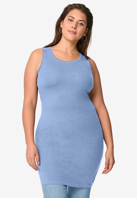 Long Sleeveless Tank, DUSTY CORNFLOWER, hi-res image number null