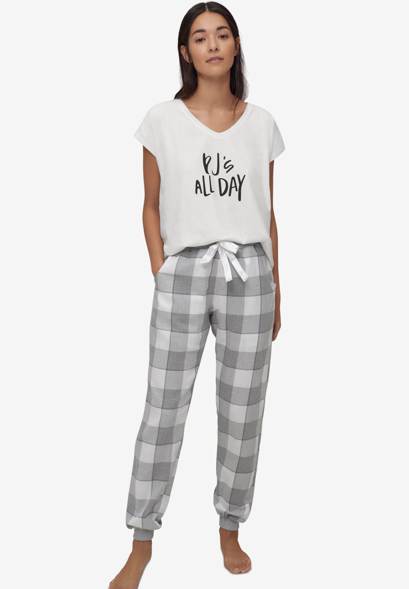 Woman within flannel sale pajamas