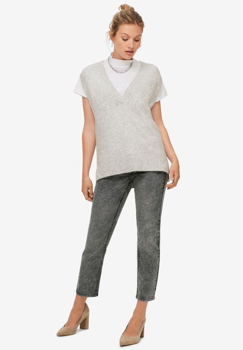 V-Neck Pullover Sweater Vest, HEATHER GREY, hi-res image number null