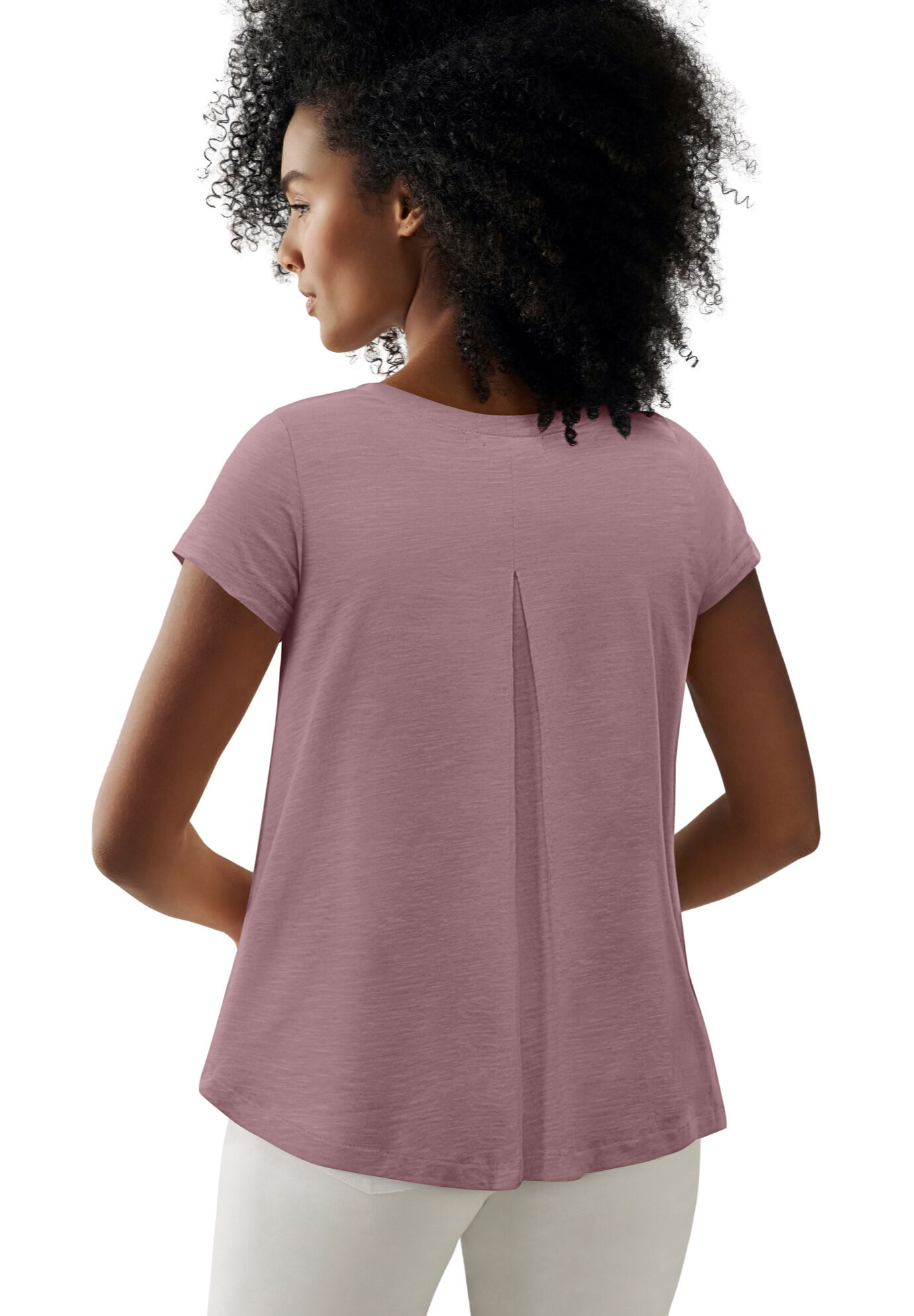 Cotton Jersey Slub Cap Sleeve Trapeze Tee, PALE GRAPE, on-hover image number 1