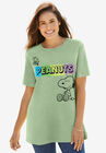 Peanuts Short Sleeve Crew Tee Sage Snoopy Woodstock, SAGE SNOOPY WOODSTOCK, hi-res image number null