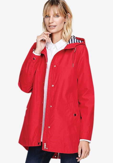 Snap-Front Hooded Raincoat, HOT RED, hi-res image number null