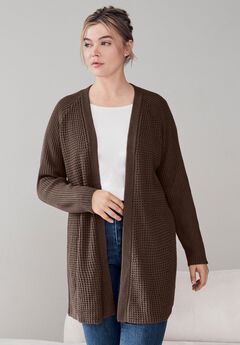 Open Front Waffle Cardigan