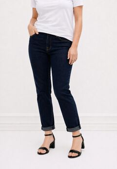 Mid-Rise Stretch 5-Pocket Relaxed Fit Boyfriend Jeans