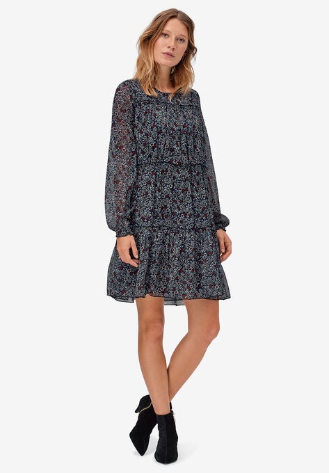 Tier Ruffle Peasant Dress By Ellos Plus Size Casual Dresses