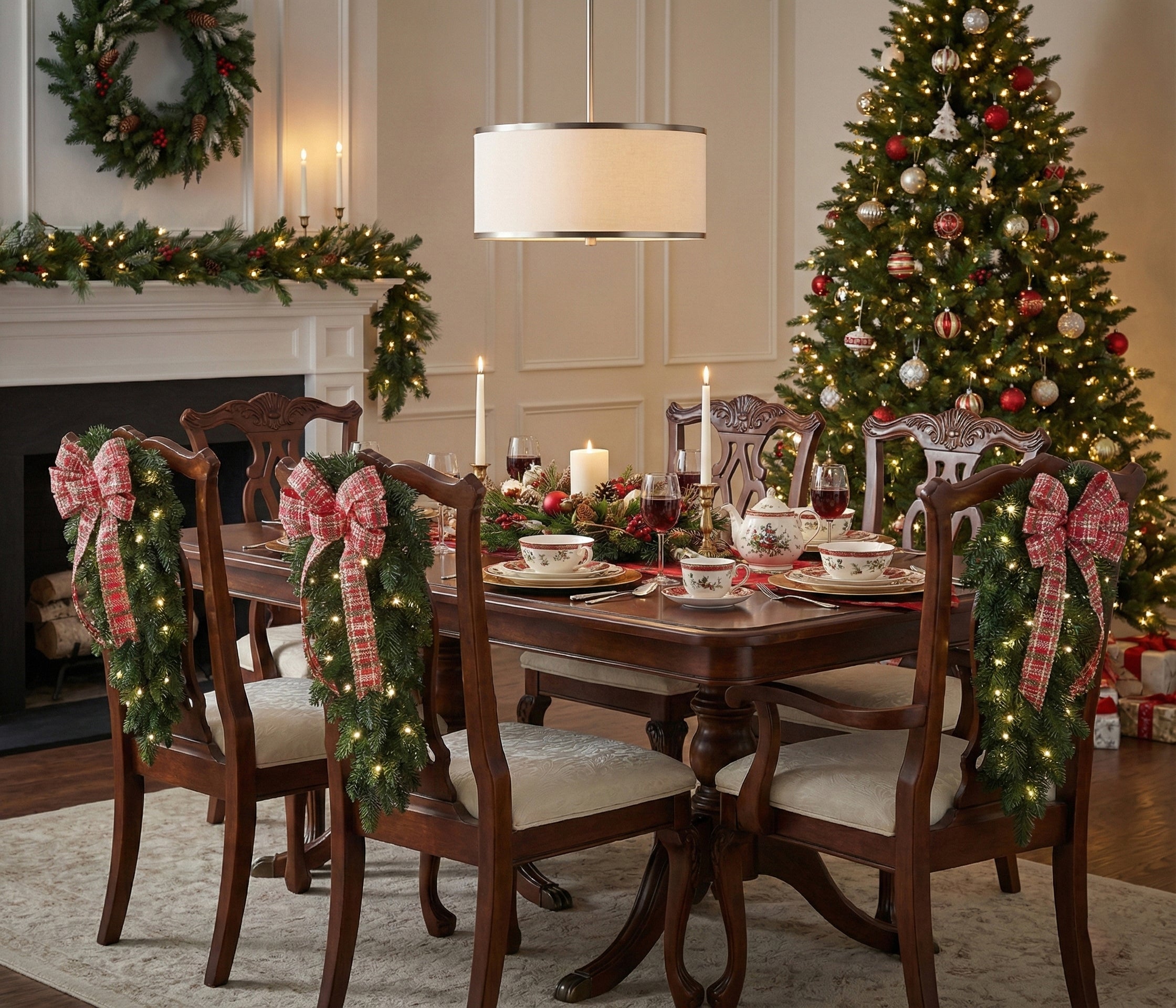 Pre-Lit Swags with Bows, Set of 4 image number 2