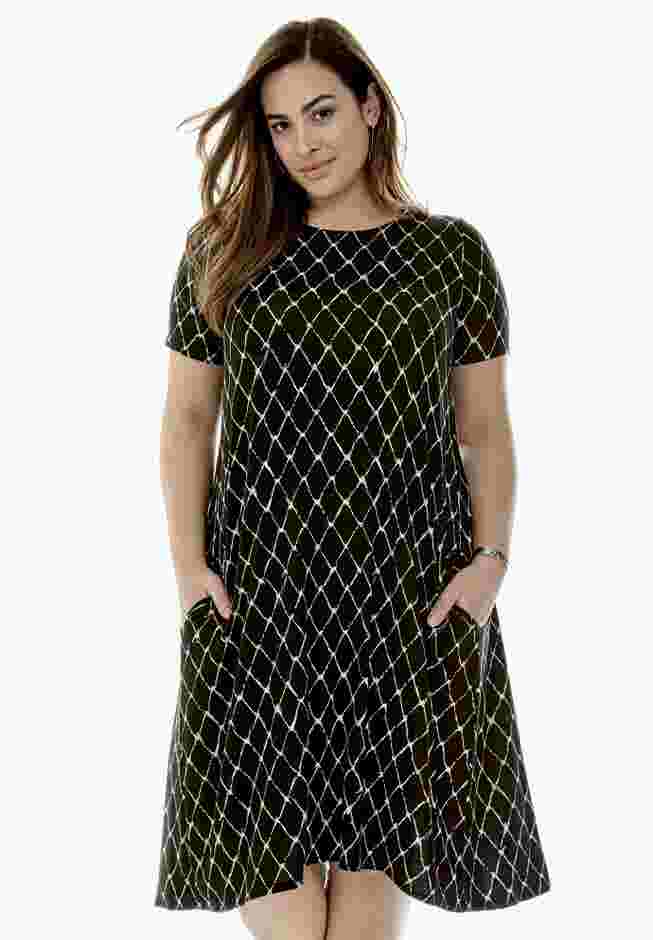 Stretch Knit A-Line Dress image number 2