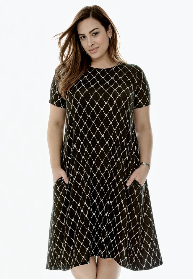 Stretch Knit A-Line Dress image number 3