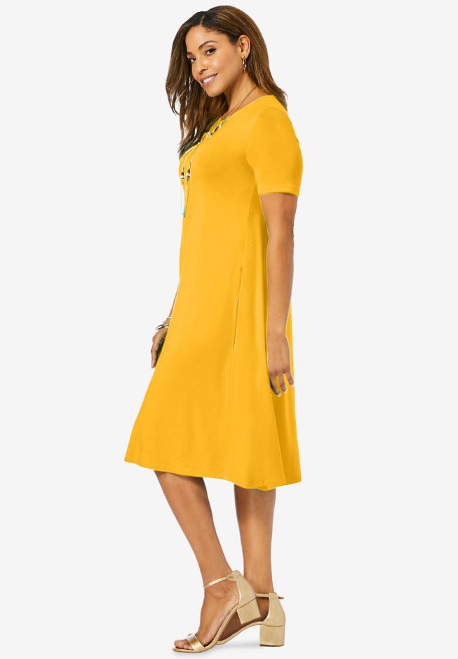 Stretch Knit A-Line Dress image number 2