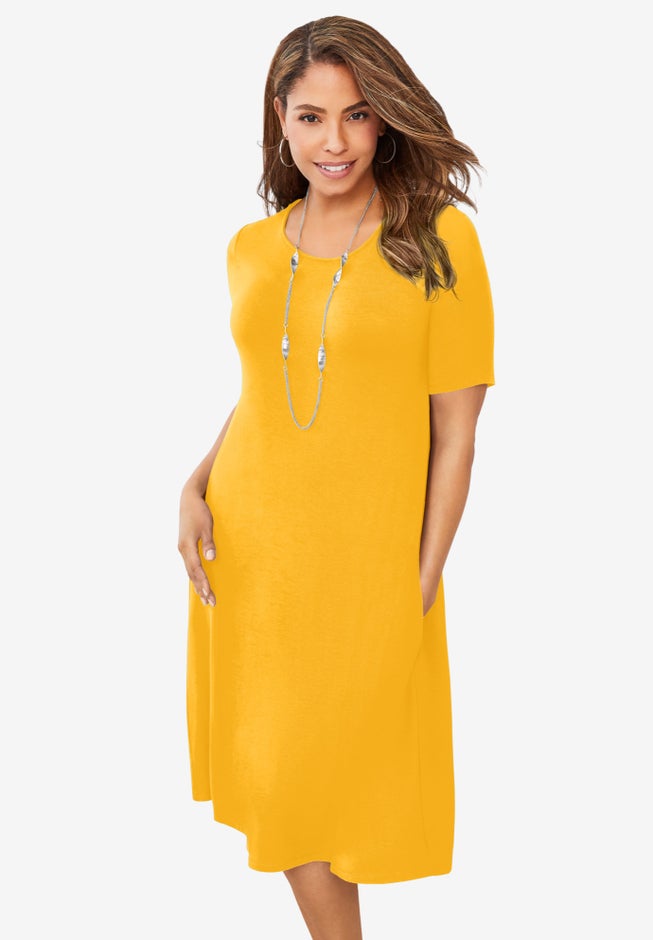 Stretch Knit A-Line Dress image number 0