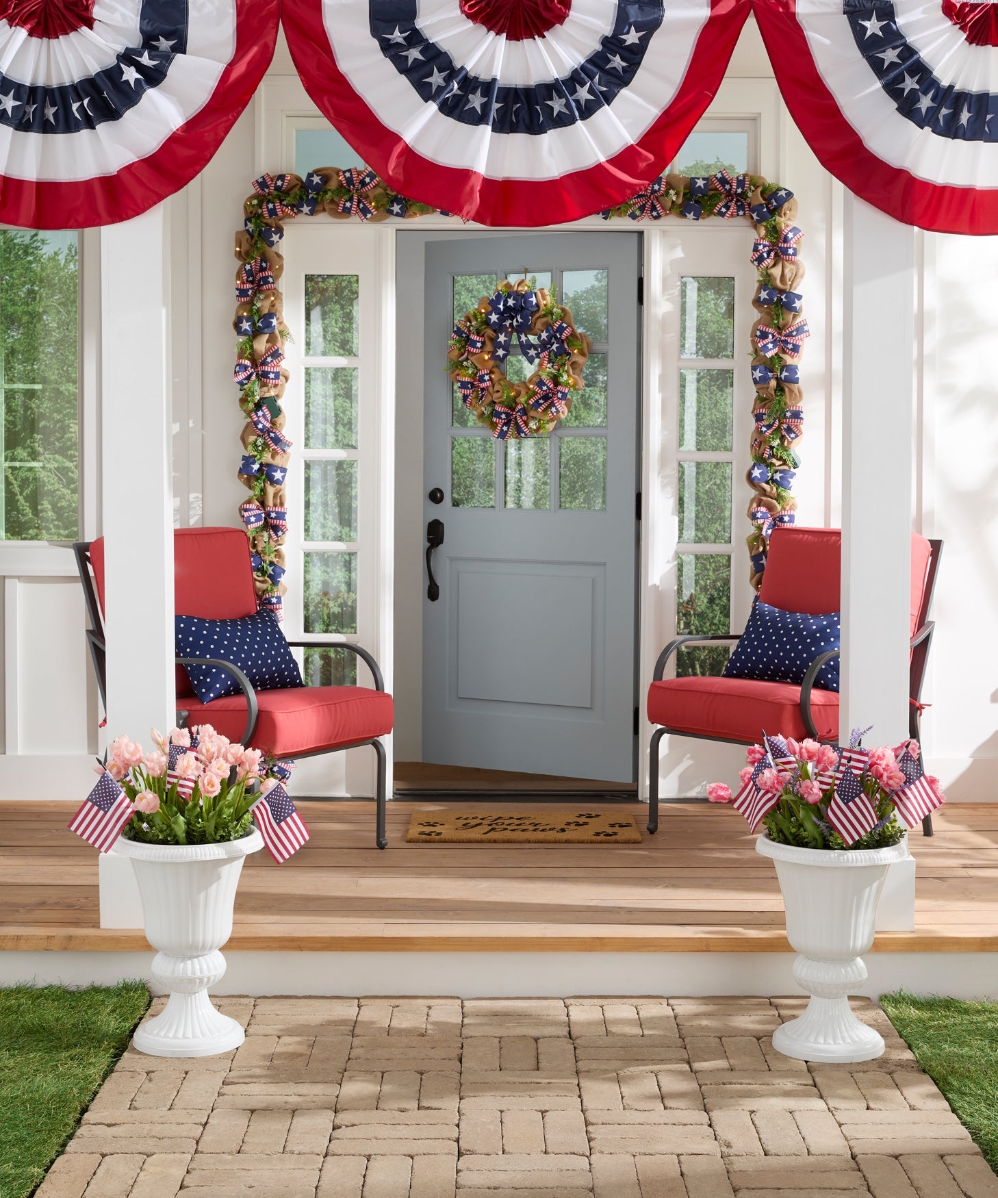  24" Pre-Lit Americana Wreath image number 1