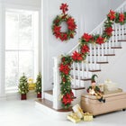 Pre-Lit Poinsettia Wreath image number null